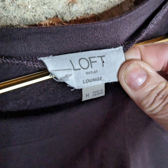 Loft Medium Brown Lounge Cozy Long Sleeve Shirt w/ Fuzzy Inside - Picture 3 of 8